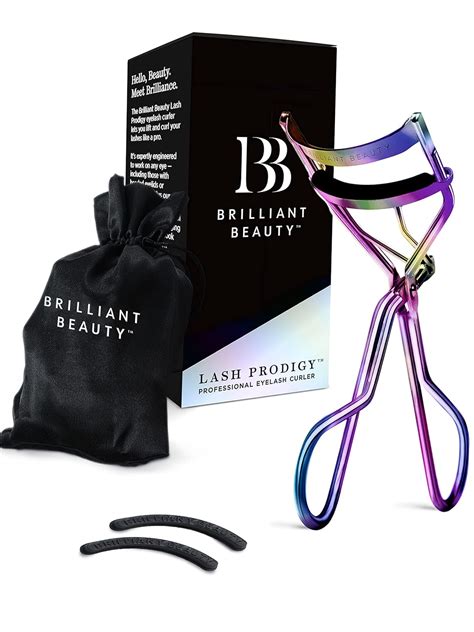 Brilliant Beauty Eyelash Curler with Satin Bag & Refill Pads.